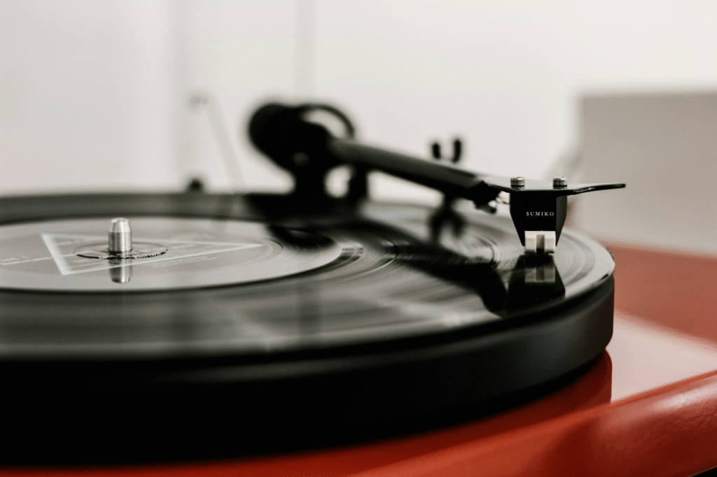 A music disc playing on a record system
